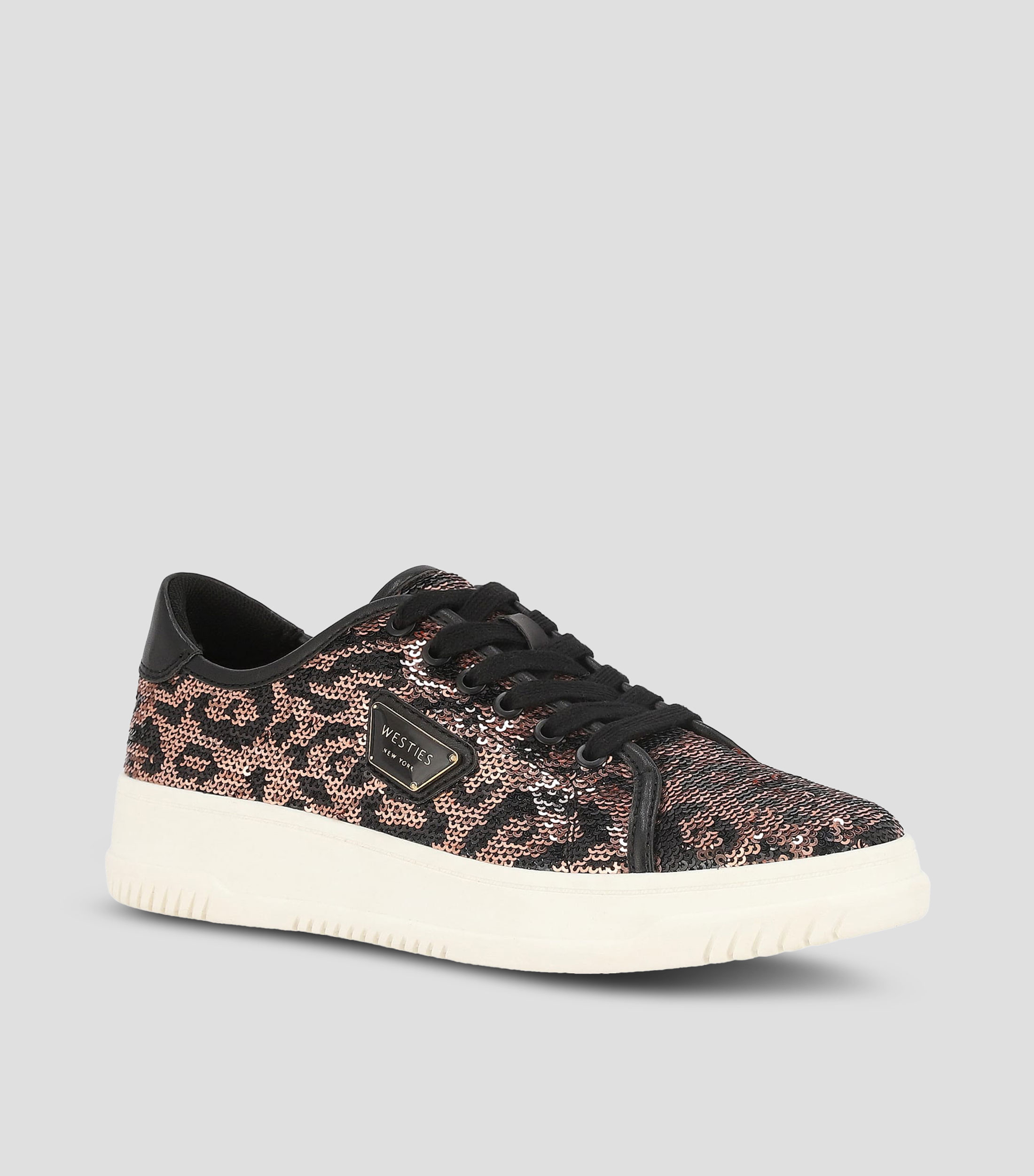 Tenis casuales con plataforma lentejuelas Mujer